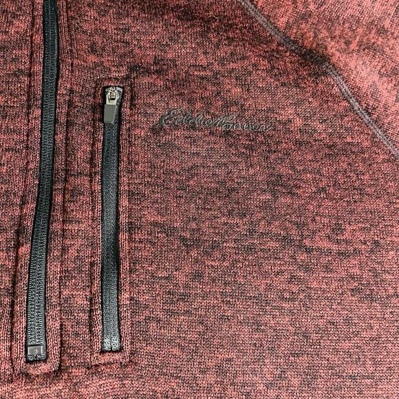 Eddie Bauer Sweater Men XL‎ Maroon Fleece 1/4 Zip Pullover Collared Outdoor - Picture 7 of 12
